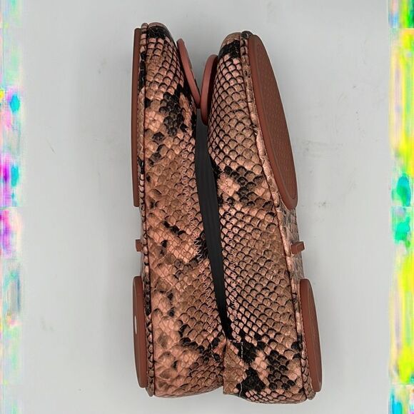 NIB Tory Burch Pink Minnie Travel Snake Print Leather Reva Ballet Flats Size 6.5 - Picture 7 of 10